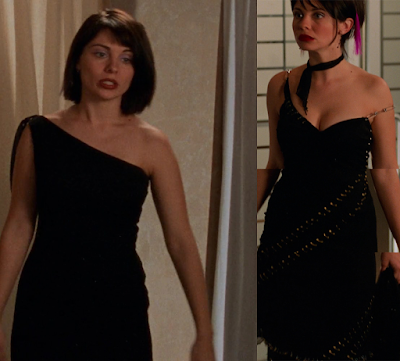 Emma wearing the designer dress on the left and the altered dress on the right