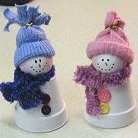 Clay pot snowman couple