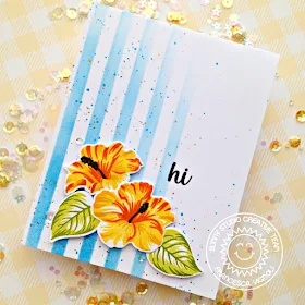 Sunny Studio Stamps: Hawaiian Hibiscus Sunshine Word Die Frilly Frames Dies Hello Cards by Mona Toth and Franci Vignoli