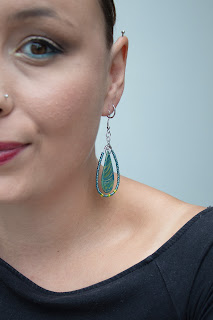 boucles d'oreilles reste bleu vert or polymere stenna bijoux