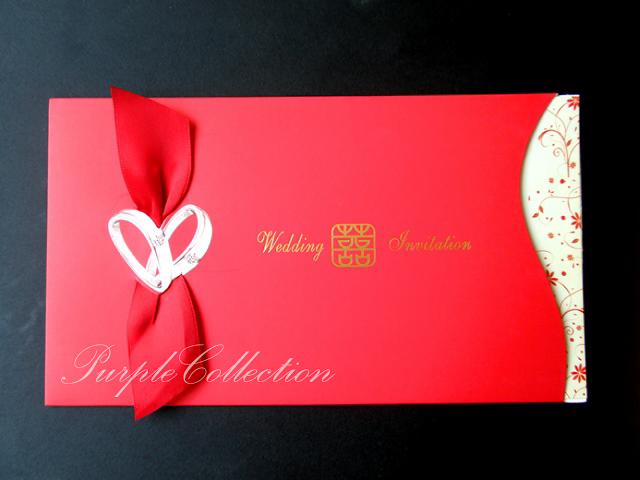 Red Chinese Double Happiness Wedding Invitation Cards, Red card, chinese wedding card, pocket style, red ribbon, red diamond card, red ribbon card, chinese double happiness card, wedding cards, invitation cards, double happiness, wedding, pocket style