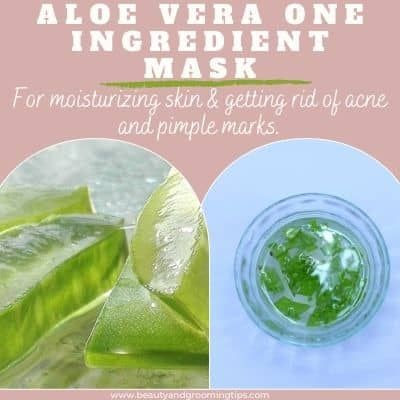 Aloe vera One ingredient face mask for moisturizing your skin and getting rid of acne and pimple scars and blemishes.