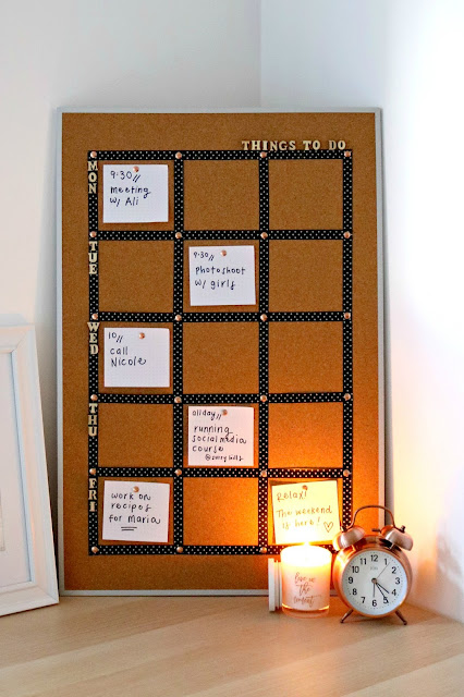 DIY Cork Board Craft Ideas - How to Turn a Cork Board into a Personalized Weekly To Do List For Your Office -Finished