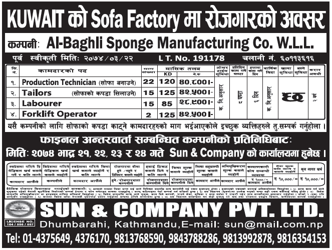 Jobs in Kuwait for Nepali, Salary Rs 42,500
