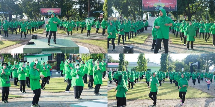 Jaga Kebugaran, Persit Kodim 1426/Takalar Gelar Senam Bersama