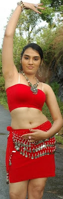 Actress Suhani Hot Navel Show in Red Dress Photos