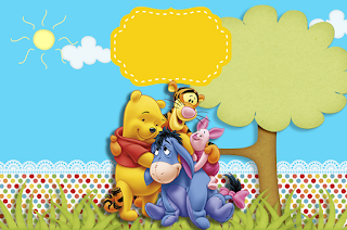 Para hacer invitaciones, tarjetas, marcos de fotos o etiquetas, para imprimir gratis de Fiesta de Winnie the Pooh.
