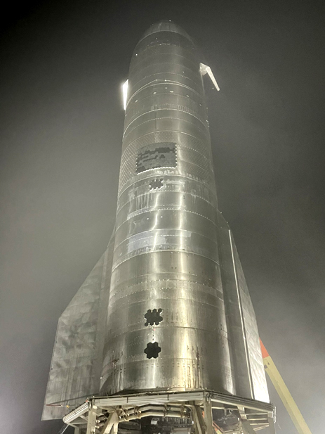 Starship SN10 stands tall at SpaceX's launch facility in Boca Chica Beach, Texas...on February 24, 2021.