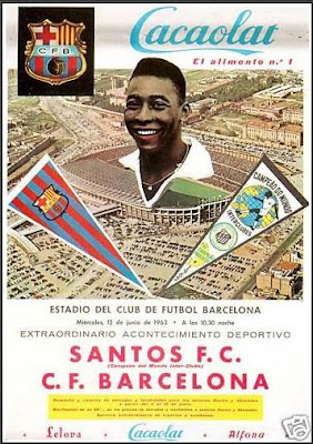 Impresso anuncia a presença de Pelé no jogo entre Santos e Barcelona