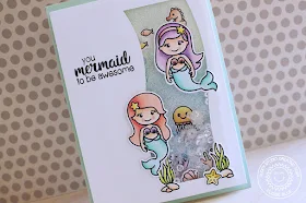 Sunny Studio Stamps: Magical Mermaids Ocean Shaker Card with Eloise Blue
