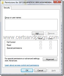 Initial Permissions dialog