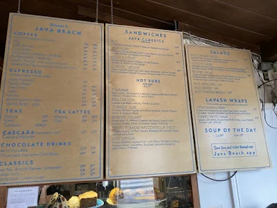 menu board at Java Beach Cafe in San Francisco, California