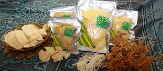 Oleh-oleh krupuk rumput laut khas Wongsorejo, Banyuwangi.