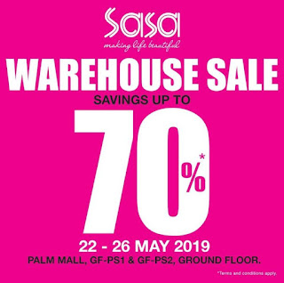 Sasa Warehouse Sales Saving Up To 70% at Palm Mall Seremban (22 May - 26 May 2019)