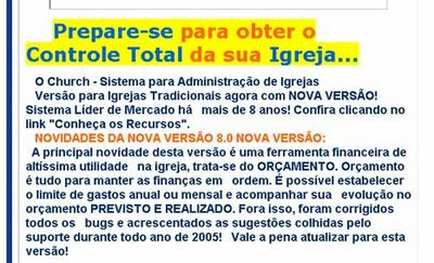 print screen controle total da igreja