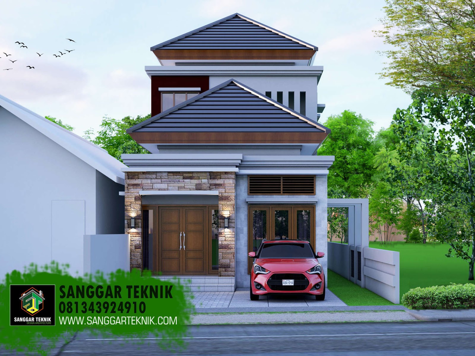  DESAIN  RUMAH  MINIMALIS MODERN  5 7 x 13 2 LANTAI 