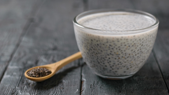 A bowl of chia seed pudding