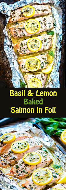 Basil & Lemon Baked Salmon In Foil