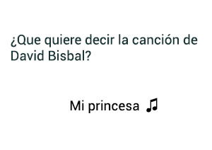 Significado de la canción Mi Princesa David Bisbal.