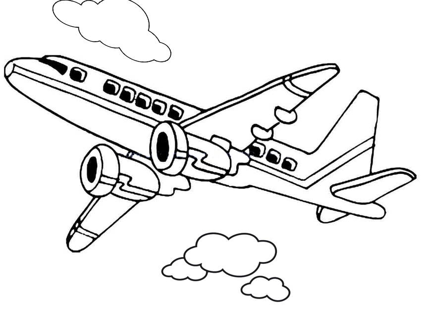  Gambar  Gambar  Mewarnai  Pesawat  Terbang  Hitam Putih di 