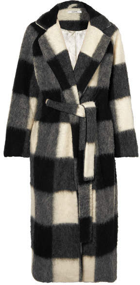 GANNI - Mckinney Checked Brushed-felt Coat –Gray