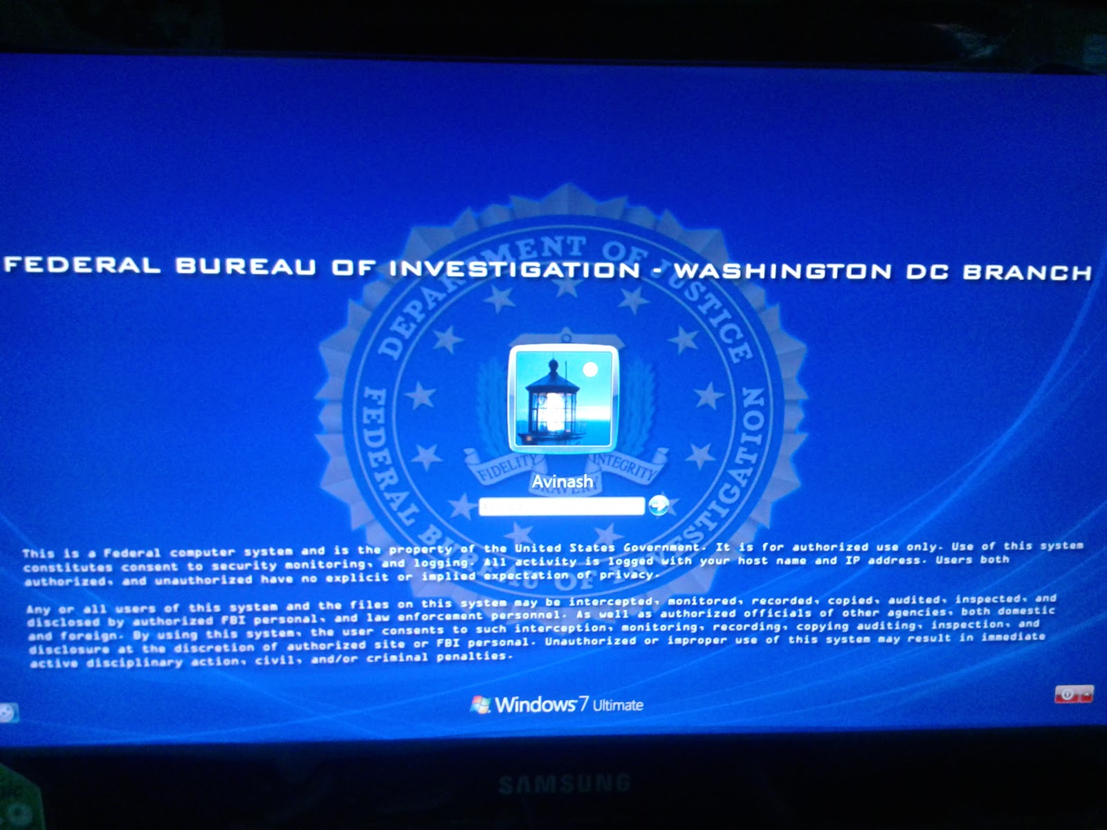 hackers world Make FBI login screen on your pc logon screen