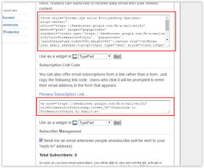 jenis widget berlangganan via email dari feedburner