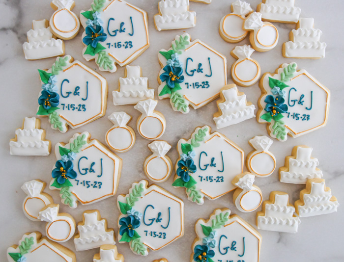 navy and gold wedding - decorated cookie set