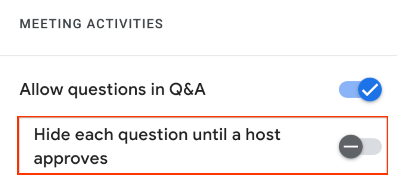 Google Workspace Updates: Turn Q&As on or off for Google Meet livestream  viewers