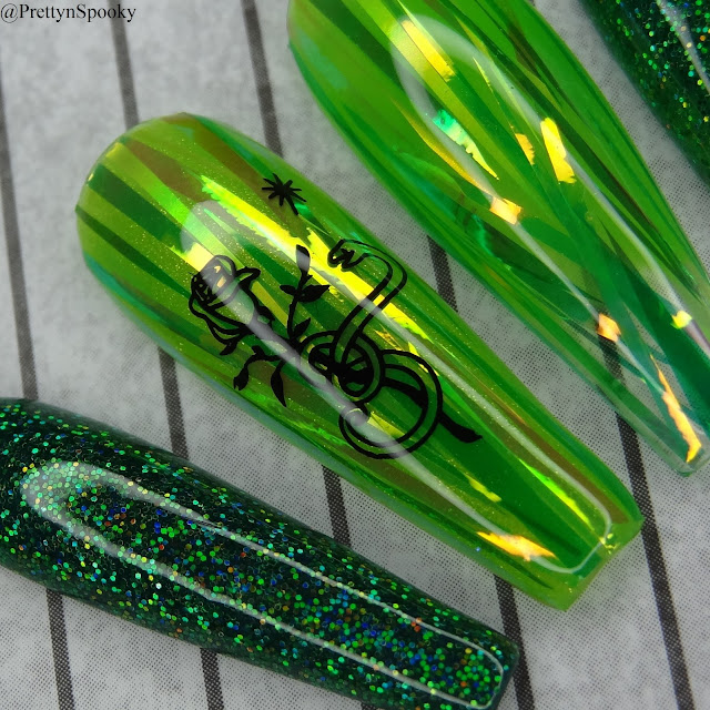 Green Iridescent Snake Nails