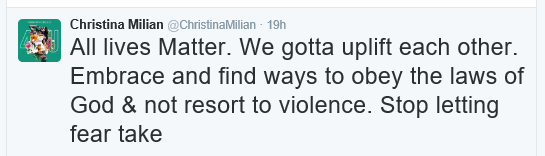 Crisitna Milan receives backlash for tweeting All Lives Matter