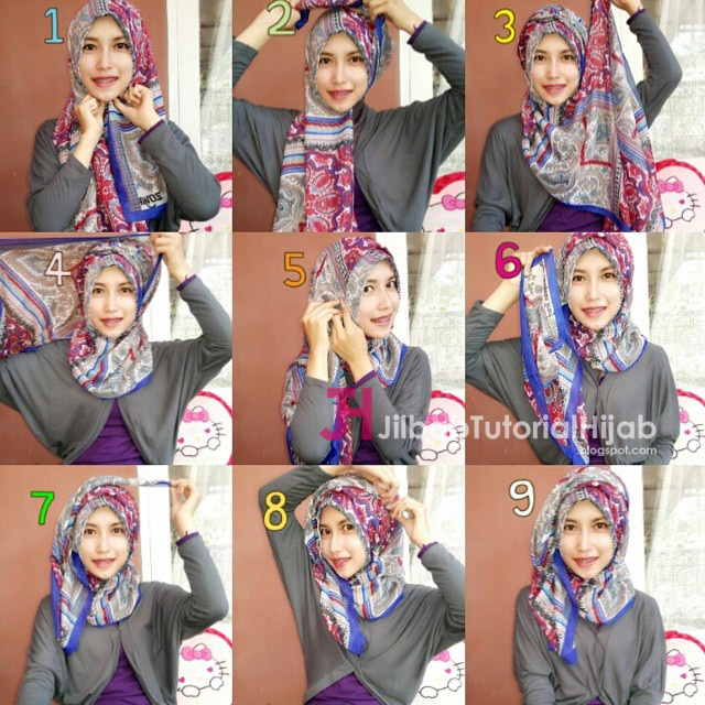 Tutorial Cara Memakai Hijab Bermotif  Jilbab Tutorial Hijab