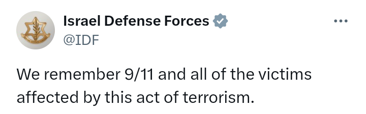 "We remember 9/11" - IDF