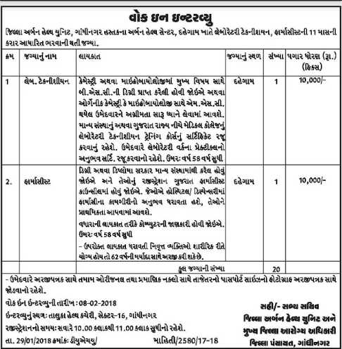 DUHU, Gandhinagar Recruitment for Lab. Technician & Pharmacist Posts 2018