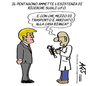 ufo, trump, alieni, vita extraterrestre, satira, vignetta