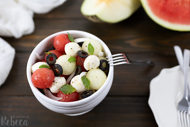 Ensalada refrescante de sandía y melón