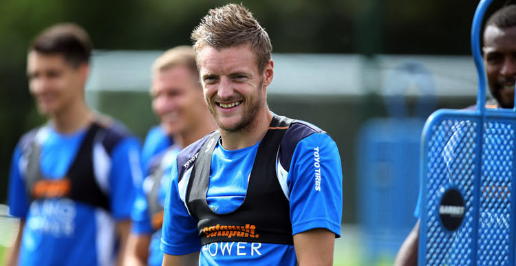 Jamie Vardy durante un entrenamiento con el Leicester City