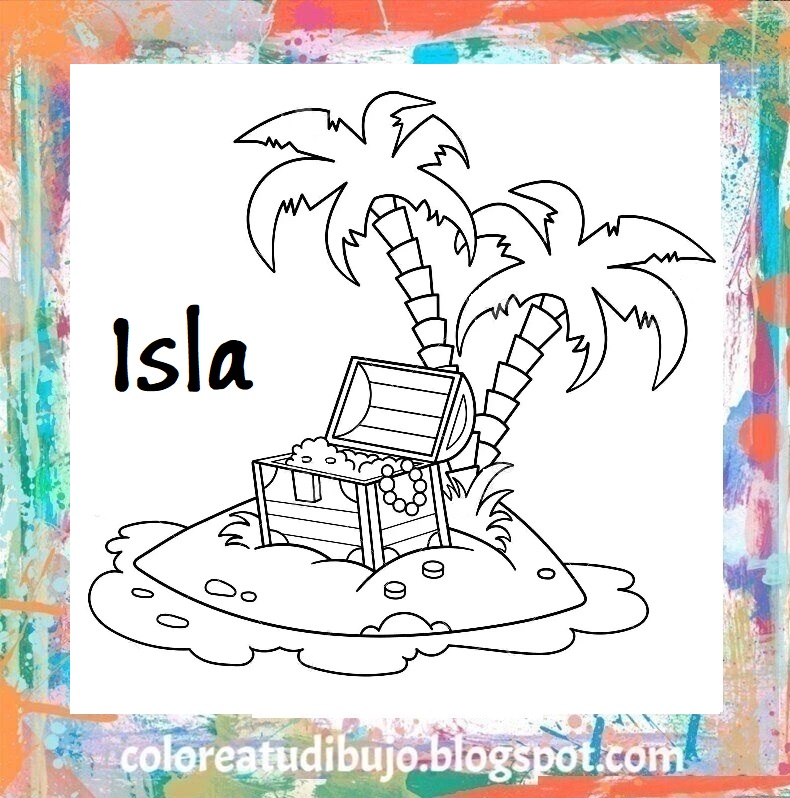 Isla con tesoro para colorear