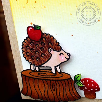 Sunny Studio Stamps: Woodsy Creatures Hedgehog Card by Vanessa Menhorn.