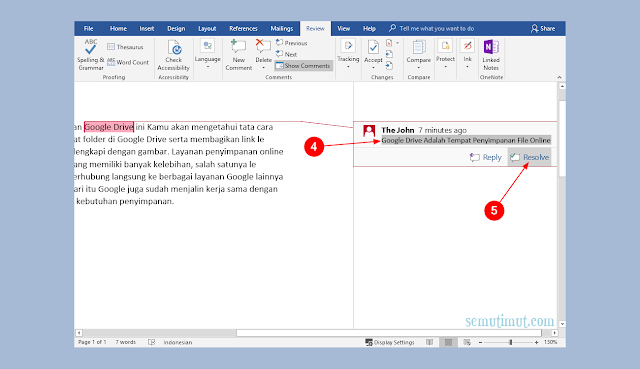 cara menghilangkan comment di microsoft word