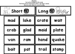 Free long vowel and short vowel word sorts.