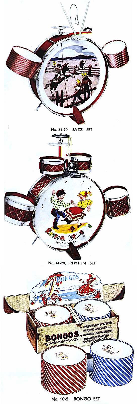 1959 toy drumsets, a color illustration