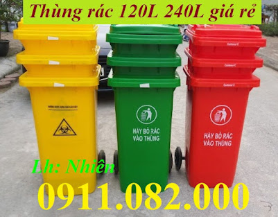 Nơi bán thùng rác 120l 240l màu xanh giá rẻ tại vĩnh long- thùng rác gia đình, công cộng- lh 0911082 9392