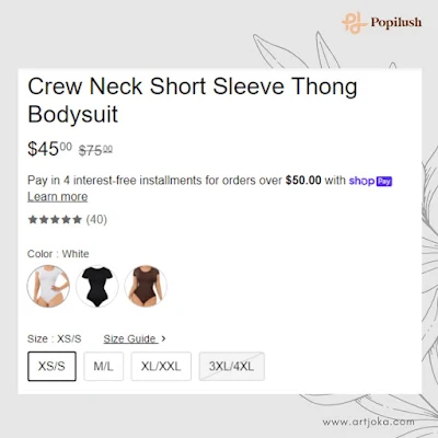 Buy Popilush crew neck short sleeve thong bodysuit on official website