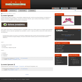 free blogger template Daily News Blog blogspot template