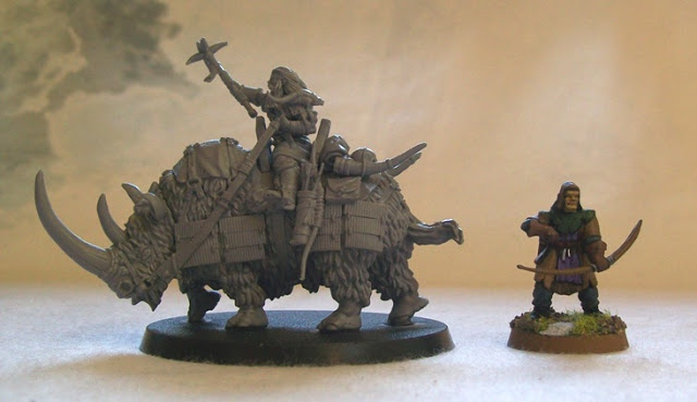 Northstar Miniatures: Frostgrave Kornovik, Barbarian Outcast on Woolly Rhino