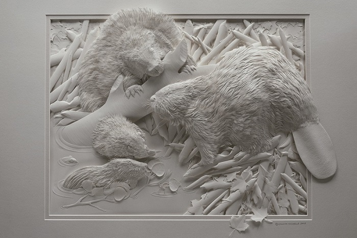 If You Think That's A Sleeping Polar Bear, Then Look Closely... You'll Be Amazed! - Since he’s only working with white paper, the details must be exactly right in order to create the appropriate depth and shadowing.