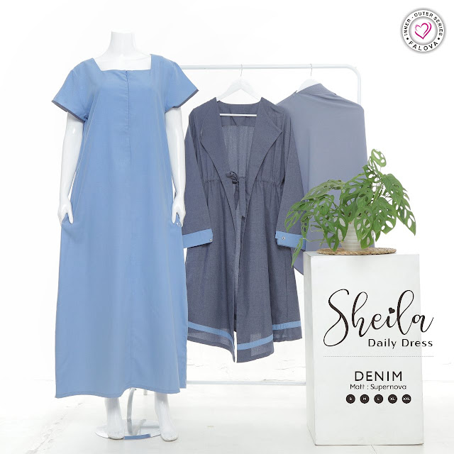 Gamis inner-outer sheila denim. Gamisnya muslimah milenia