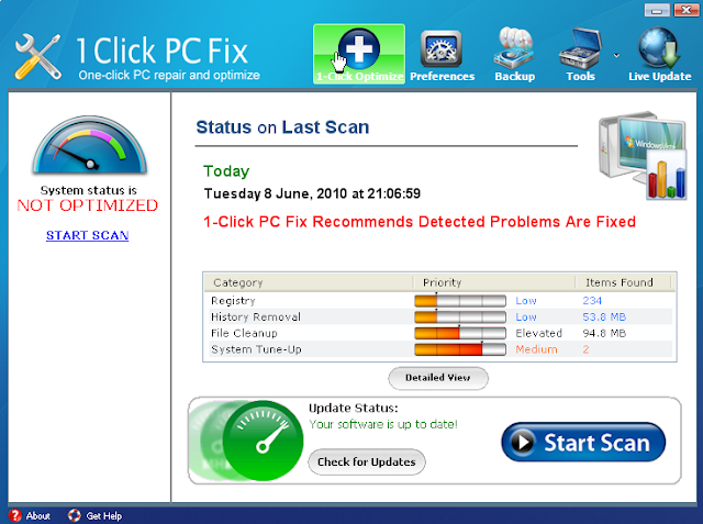 Download your Free Scan of 1 Click PC Fix Now! 