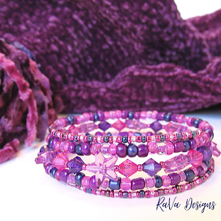 magenta bead stacked bracelets for women rava designs